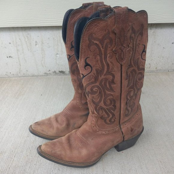 Justin Boots Shoes - Justin Dark Brown Mustang Cowhide Western Boots L2559